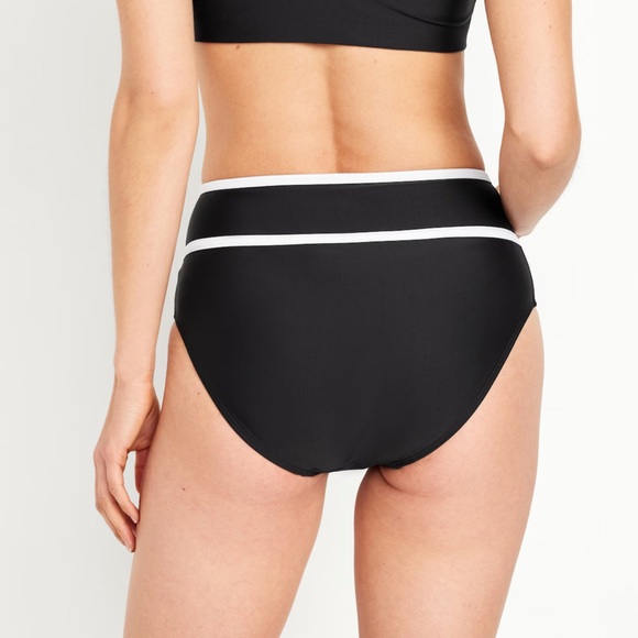 NWT OLD NAVY High-Waisted Bikini Swim Bottoms Color: Black Jack - Picture 3 of 10